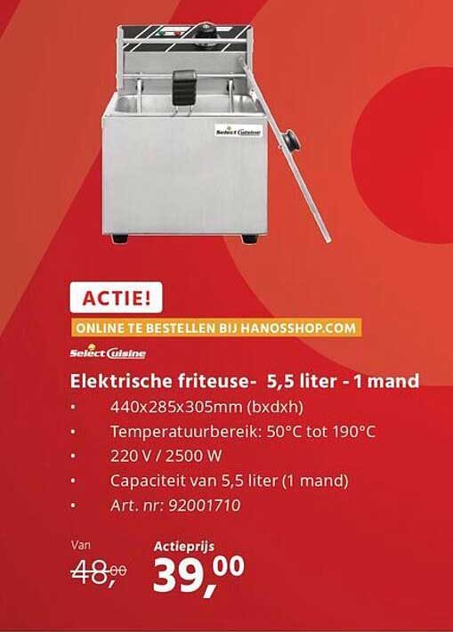 Elektrische friteuse- 5,5 liter - 1 mand