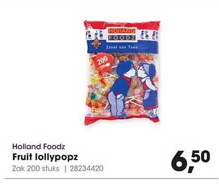 Holland Foodz Fruit lollypopz Zak 200 stuks