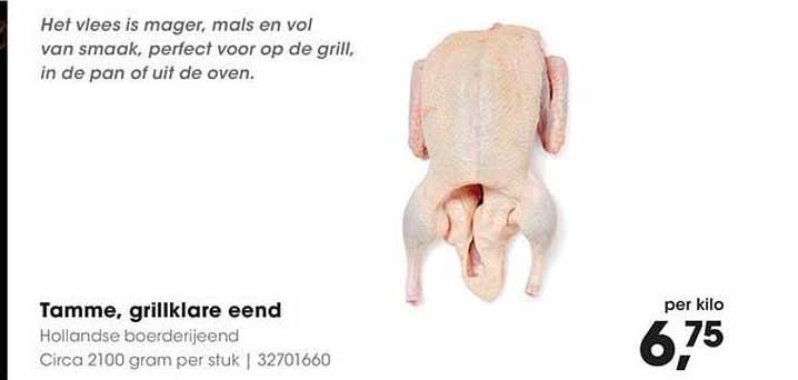 Tamme, grillklare eend