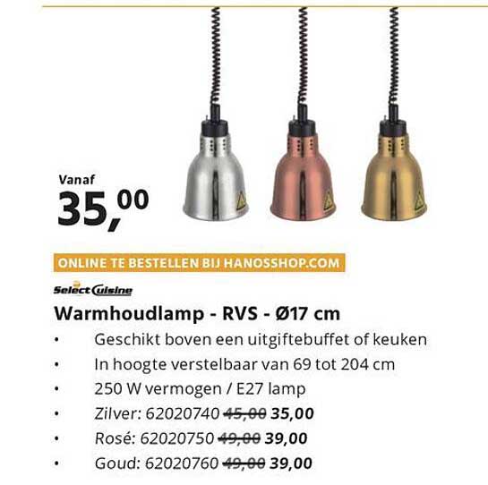Warmhoudlamp - RVS - Ø17 cm