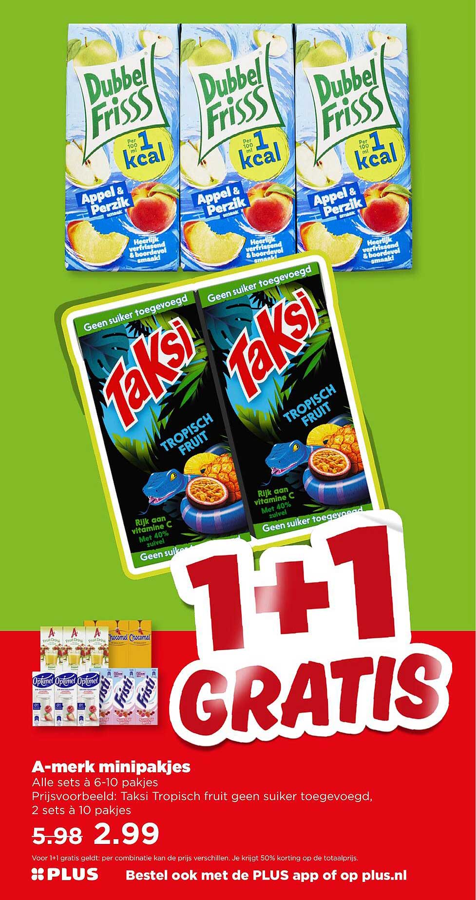 1+1 GRATIS A-merk minipakjes