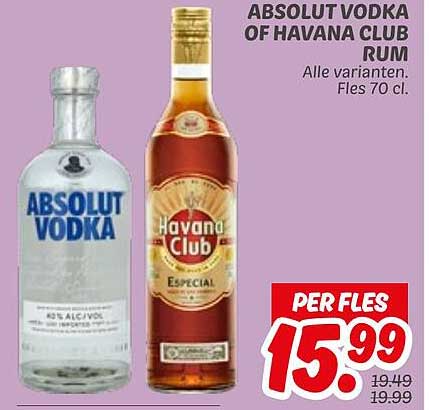 ABSOLUT VODKA OF HAVANA CLUB RUM