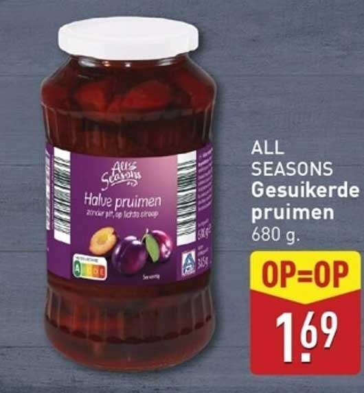 ALL SEASONS Gesuikerde pruimen 680 g.