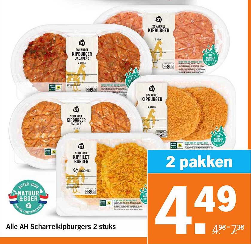 Alle AH Scharrelkipburgers 2 stuks