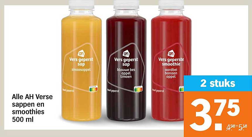 Alle AH Verse sappen en smoothies 500 ml