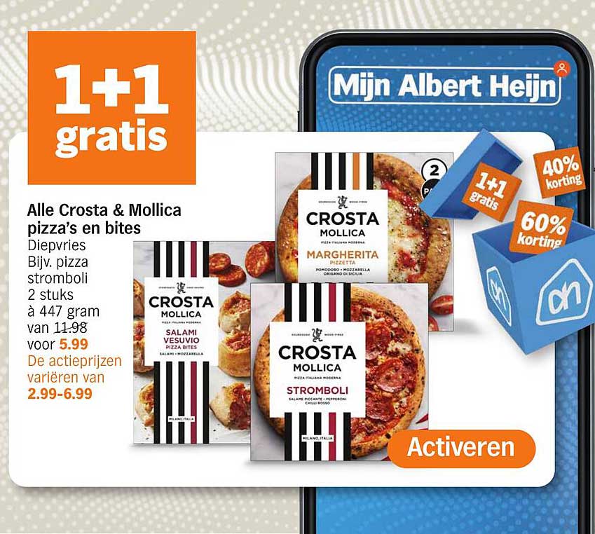Alle Crosta & Mollica pizza’s en bites