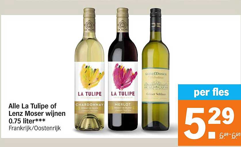 Alle La Tulipe of Lenz Moser wijnen 0.75 liter***