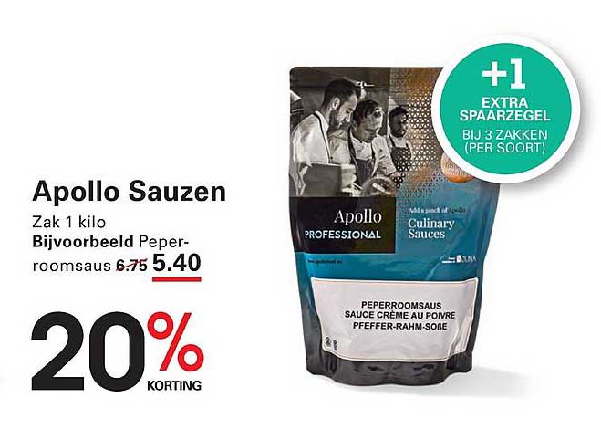 Apollo Sauzen Zak 1 kilo Bijvoorbeeld Peperroomsaus