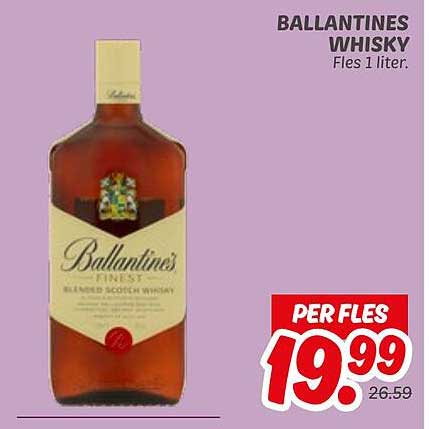 BALLANTINES WHISKY Fles 1 liter.