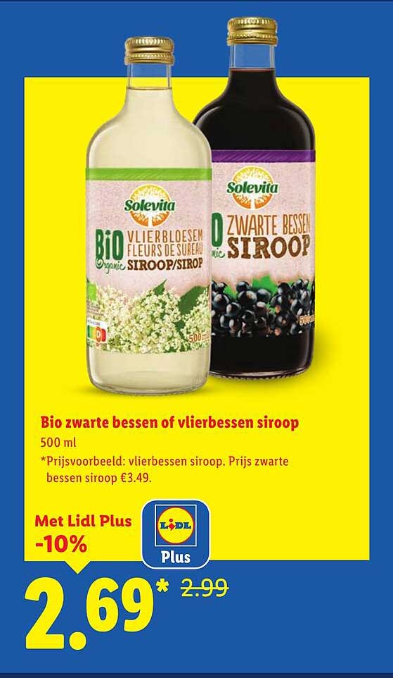 Bio zwarte bessen of vlierbessen siroop 500 ml