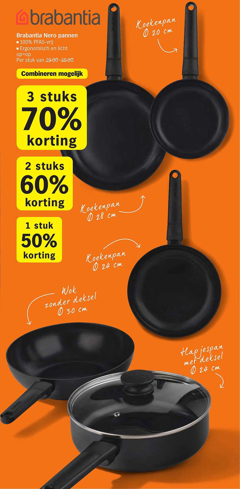 Brabantia Nero pannen 3 stuks 70% korting