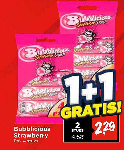 Bubblelicious Strawberry Pak 4 stuks