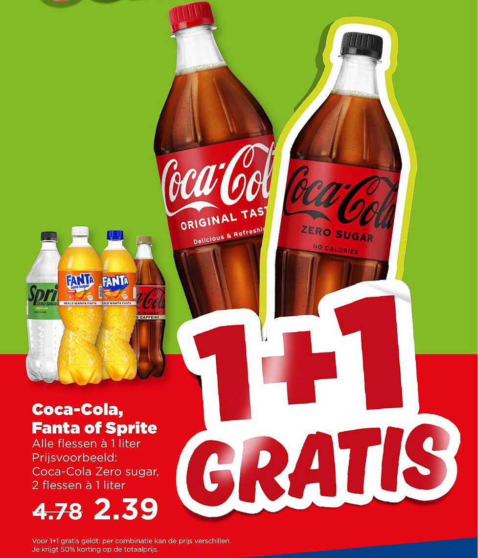 Coca-Cola, Fanta of Sprite - 1+1 GRATIS