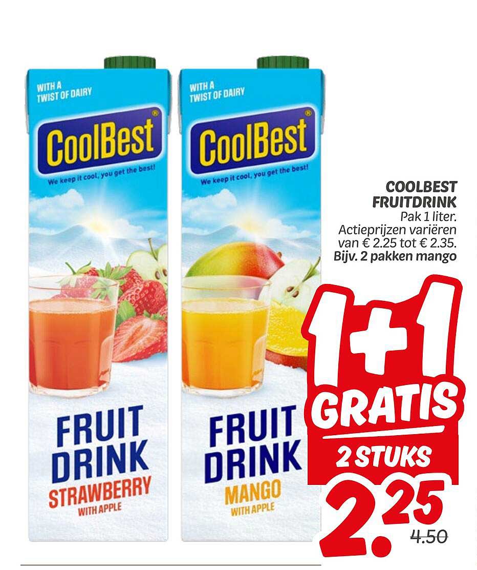 COOLBEST FRUITDRINK. Pak 1 liter.