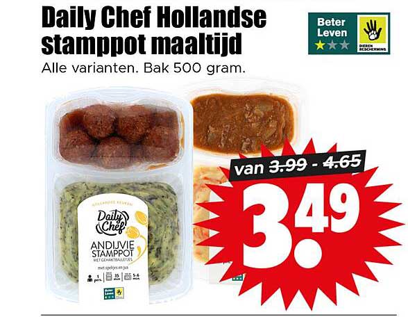 Daily Chef Hollandse stamppot maaltijd