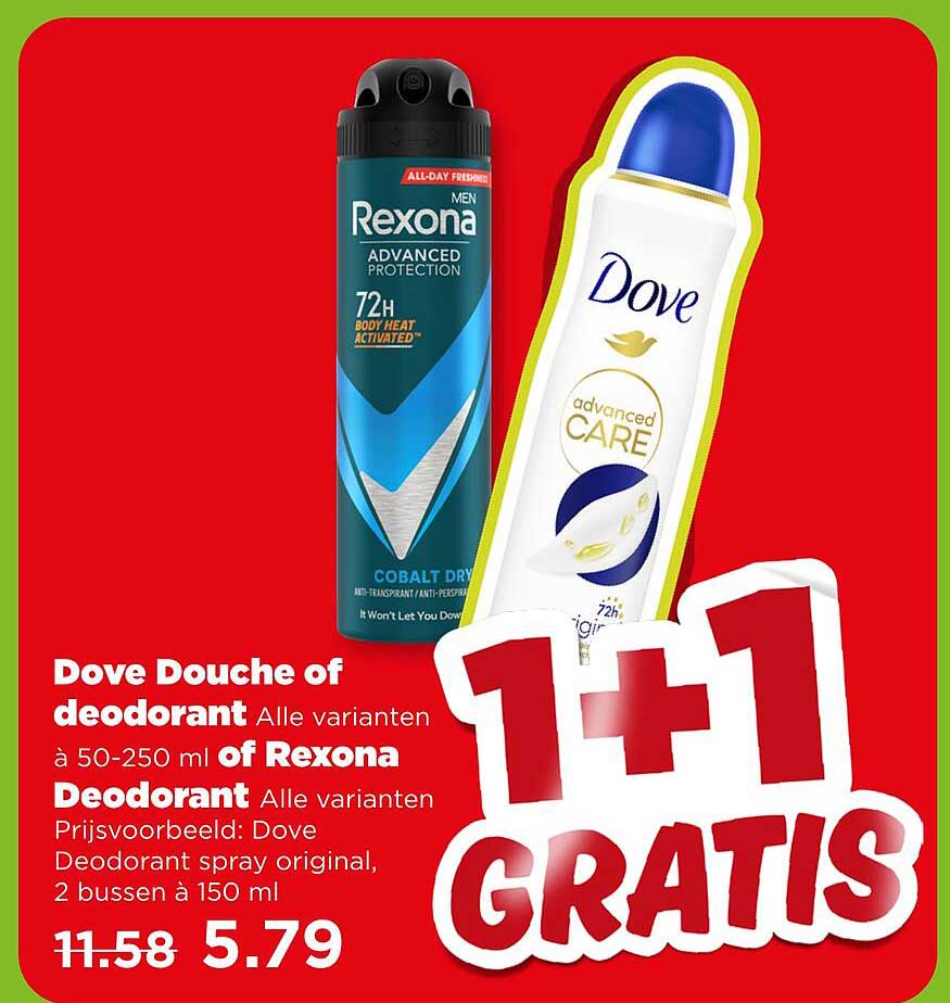 Dove Douche of deodorant Alle varianten à 50-250 ml of Rexona Deodorant Alle varianten