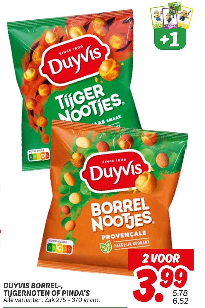 Duyvis Borrel-, Tijgernoten of Pinda's, 2 voor 3,99