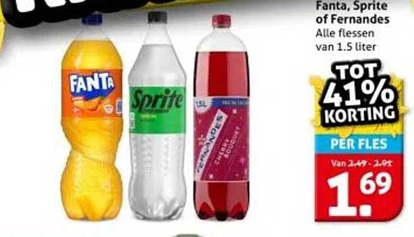 Fanta, Sprite of Fernandes - Alle flessen van 1.5 liter