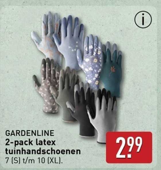 GARDENLINE 2-pack latex tuinhandschoenen