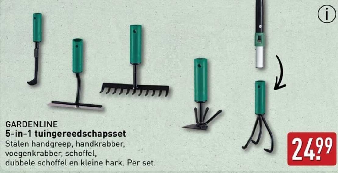 GARDENLINE 5-in-1 tuingereedschapsset