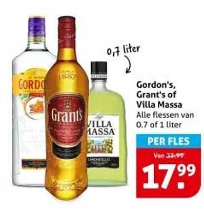 Gordon's, Grant's of Villa Massa - Alle flessen van 0.7 of 1 liter