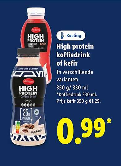 High protein koffiedrink of kefir