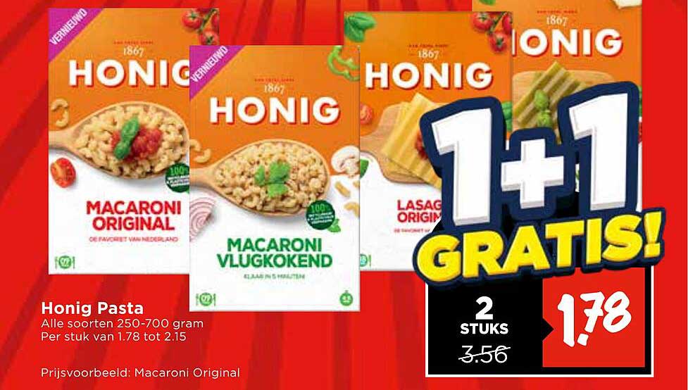Honig Pasta 1+1 Gratis!