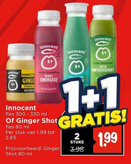 Innocent fles 300 - 330 ml Of Ginger Shot fles 80 ml