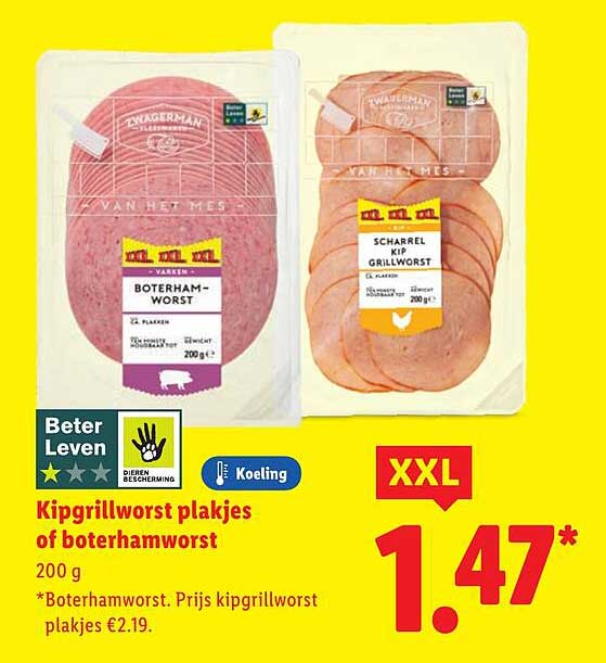 Kipgrillworst plakjes of boterhamworst