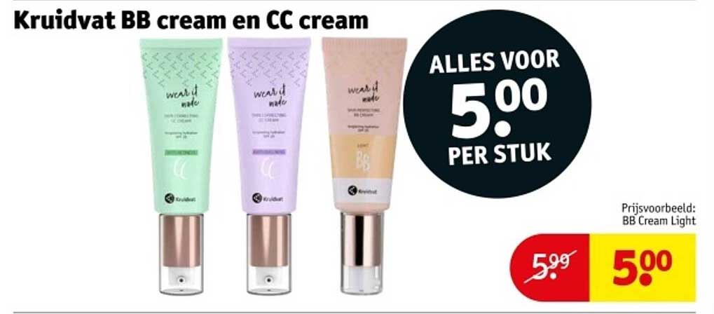 Kruidvat BB cream en CC cream - Alles voor 5,00 per stuk