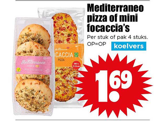Mediterraneo pizza of mini focaccia’s