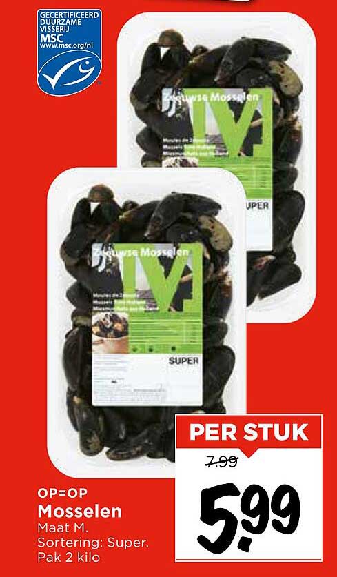 Mosselen Maat M - Pak 2 kilo