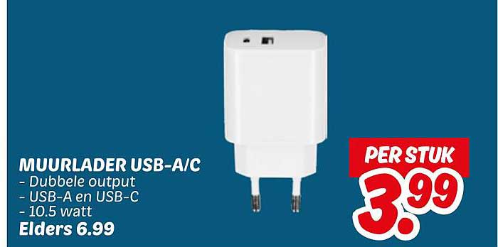 MUURLADER USB-A/C