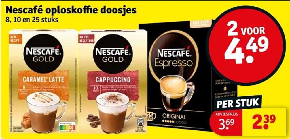 Nescafé oploskoffie doosjes 8, 10 en 25 stuks