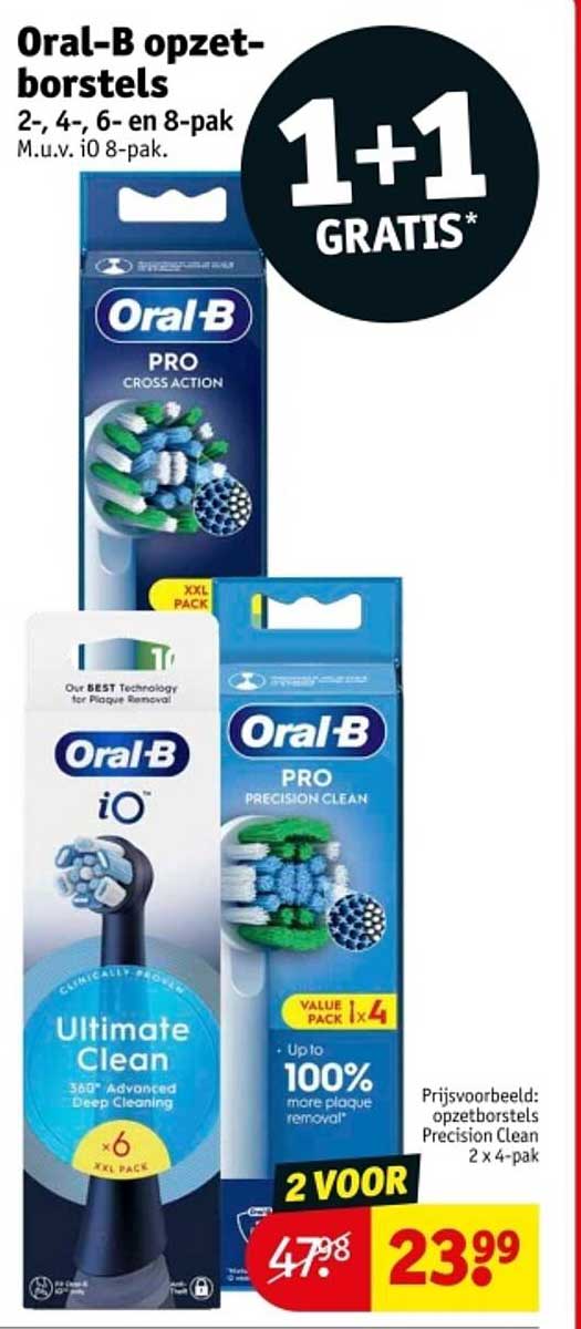Oral-B opzet-borstels 1+1 GRATIS*