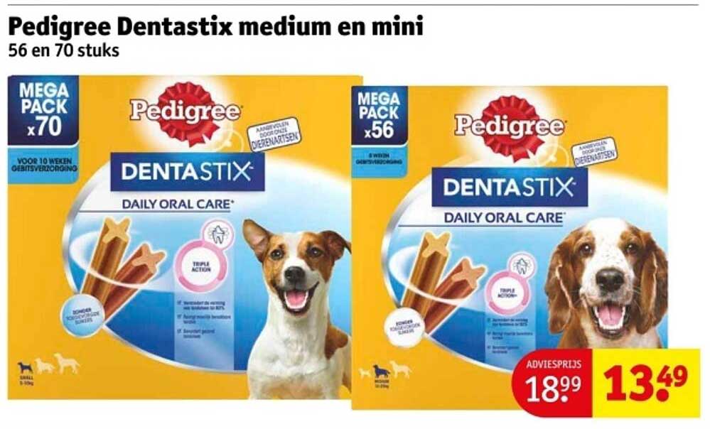 Pedigree Dentastix medium en mini 56 en 70 stuks