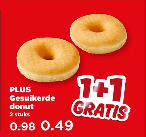 PLUS Gesuikerde donut 2 stuks