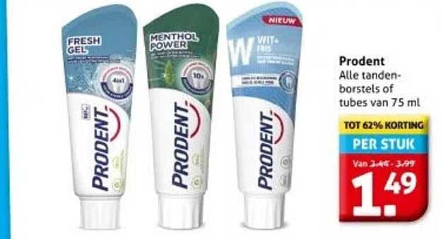 Prodent Alle tandpasta's of tubes van 75 ml