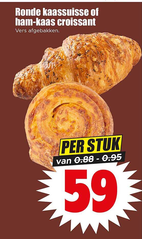 Ronde kaassuisse of ham-kaas croissant