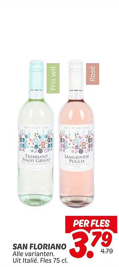 SAN FLORIANO Alle varianten Uit Italië. Fles 75 cl.