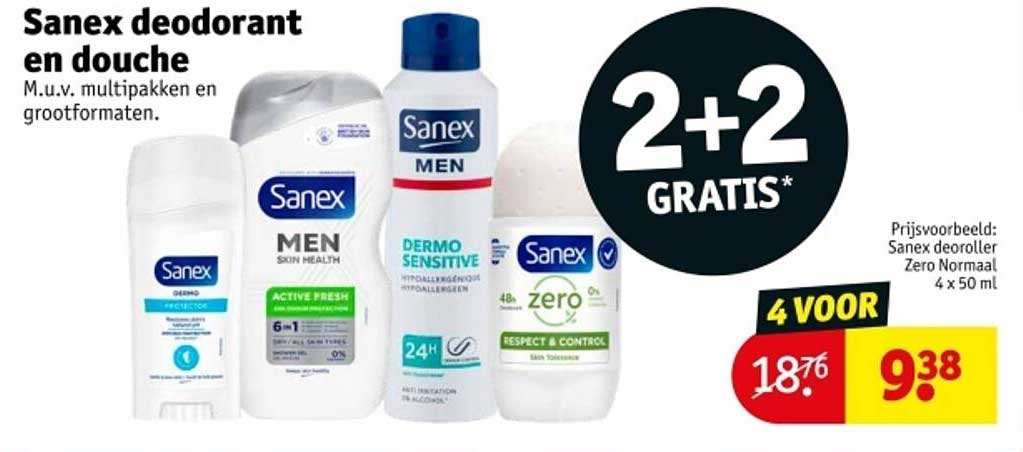Sanex deodorant en douche M.u.v. multipakken en grootformaten.