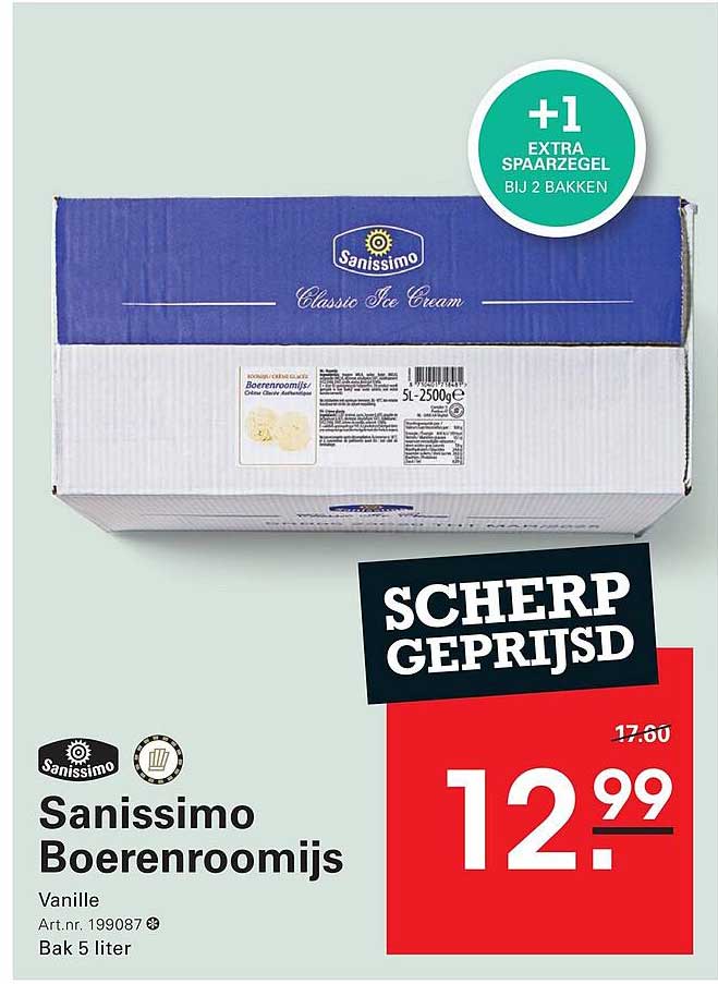 Sanissimo Boerenroomijs Vanille 5L