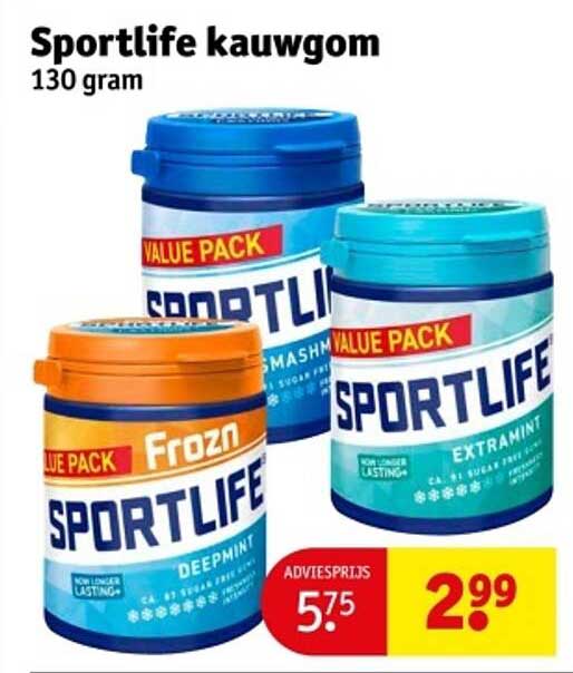 Sportlife kauwgom 130 gram