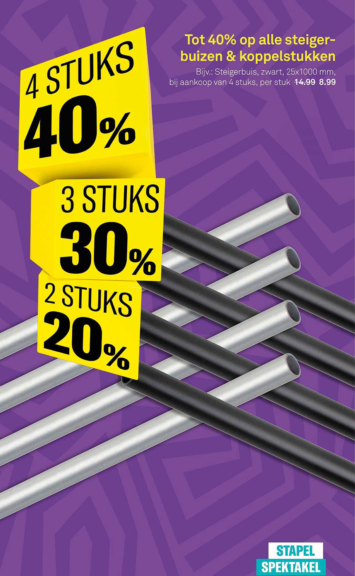 Tot 40% op alle steigerbuizen & koppelstukken