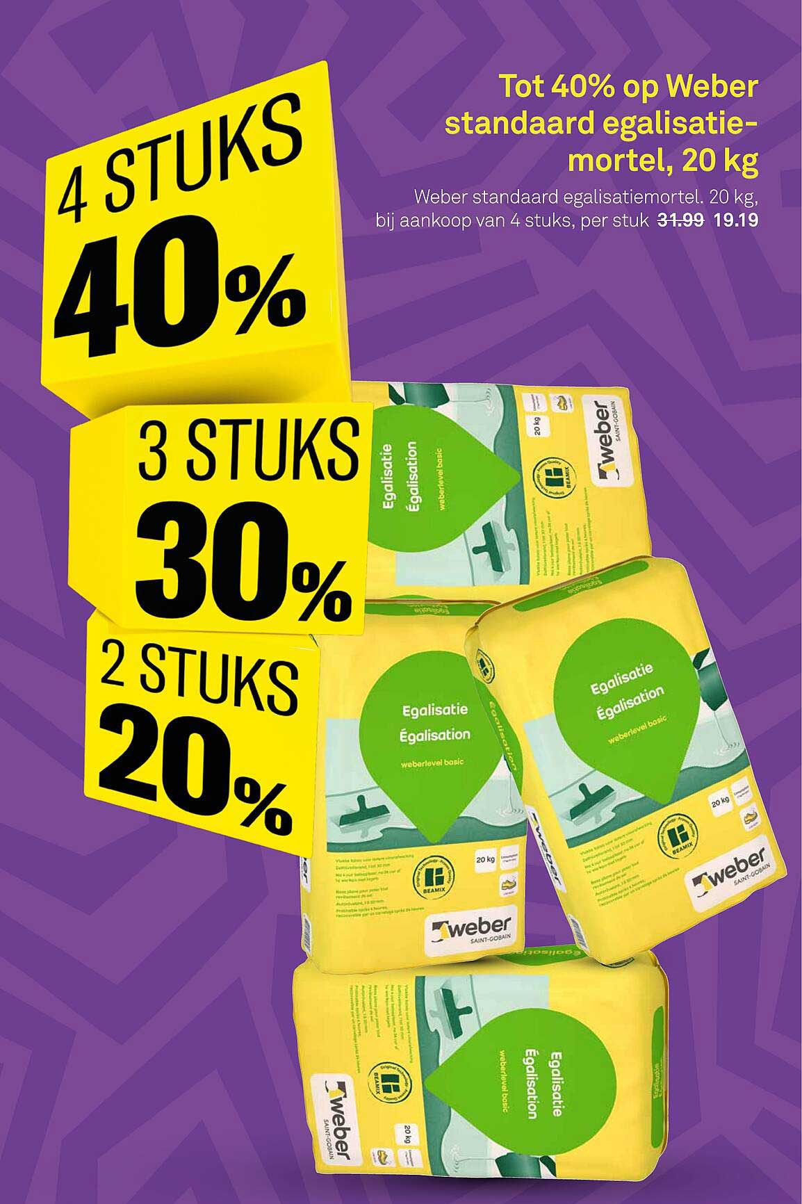 Tot 40% op Weber standaard egalisatiemortel, 20 kg