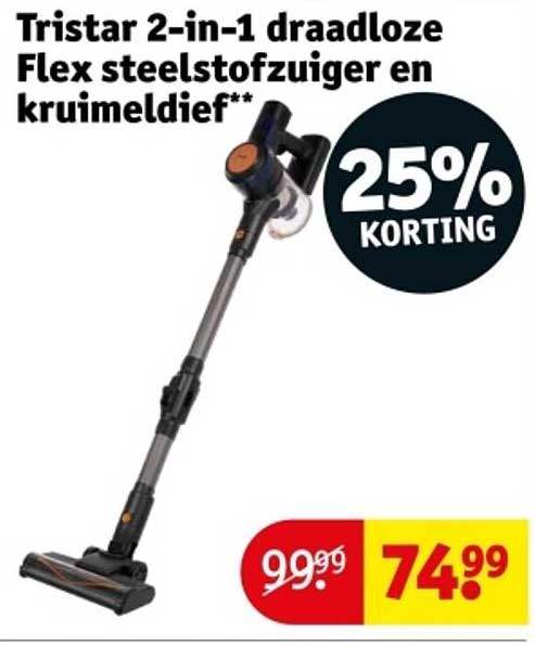 Tristar 2-in-1 draadloze Flex steelstofzuiger en kruimeldief**