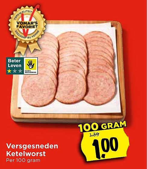 Versgesneden Ketelworst Per 100 gram