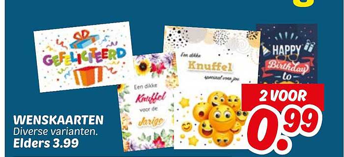 Wenskaarten Diverse varianten. Elders 3.99