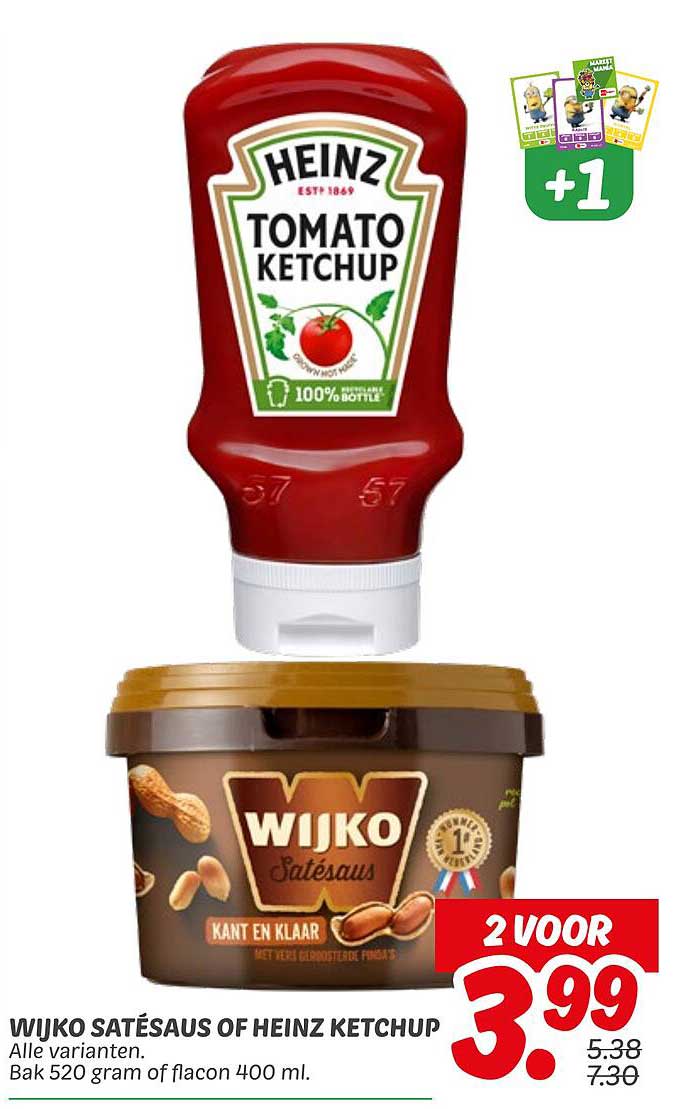 Wijko Satésaus of Heinz Ketchup 400 ml