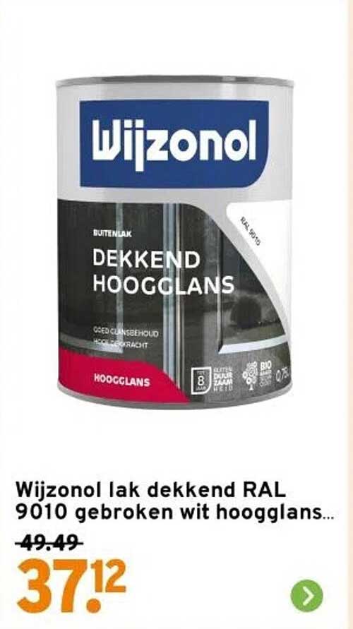 Wijzonol lak dekkend RAL 9010 gebroken wit hoogglans